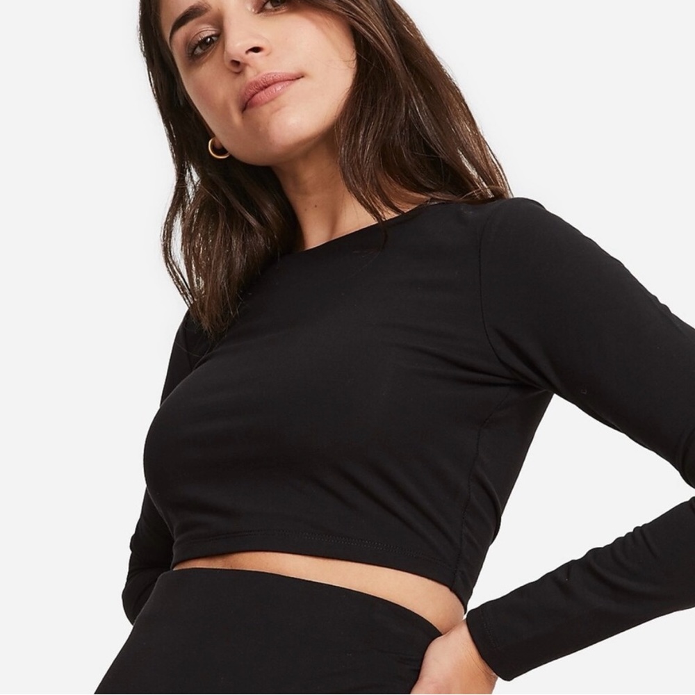 HATCH The Body Long-Sleeve Crop Top Black Maternity Size S NWT